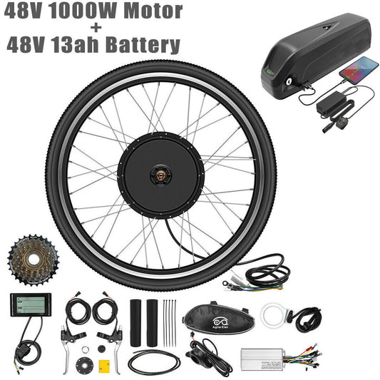 26"/ 27.5"/29" Electric Bicycle Motor Conversion Kit Rear Wheel 1000W + 48V 13Ah/15ah/20ah/25ah Battery